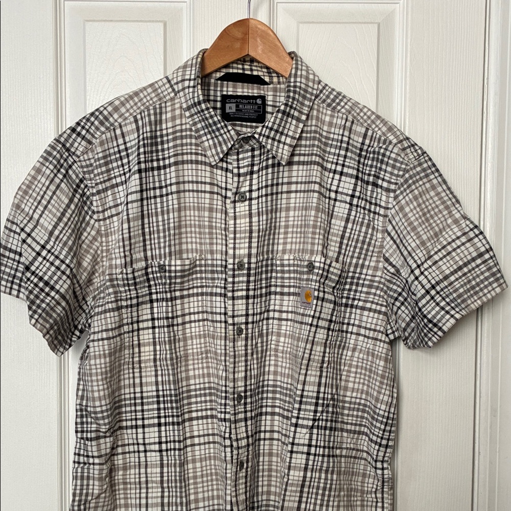 Carhartt Men's Casual Plaid Shirt - Black and Gray